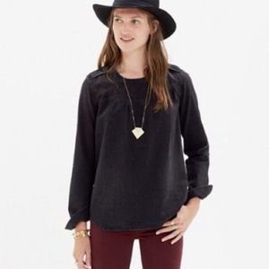 MADEWELL Black Denim Popover Top Size M